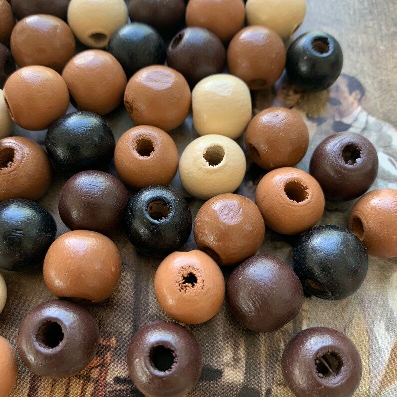 Bohemian Beads X1117 Large Hole Beads 100 WOOD Beads Natural Wood Beads Vintage