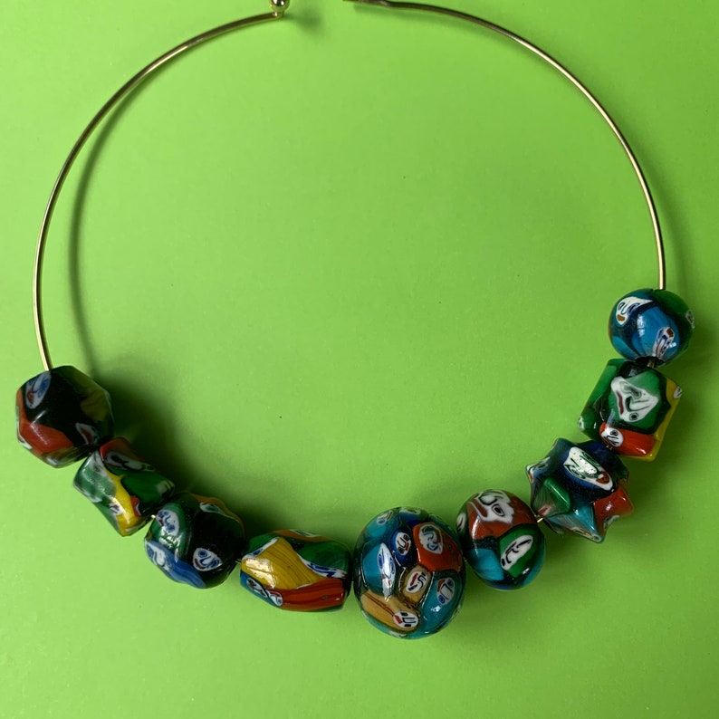 Vintage Millefiori Glass Beads X285 Large Hole beads 9 Large FACE Glass Beads