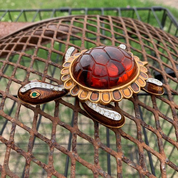 Vintage LARGE Turtle brooch | X2157 - image 4