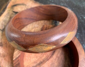 Vintage | Wood Brass Bangle | Boho Hipster Ethnic Gipsy | India | Unused Bracelet | X1004