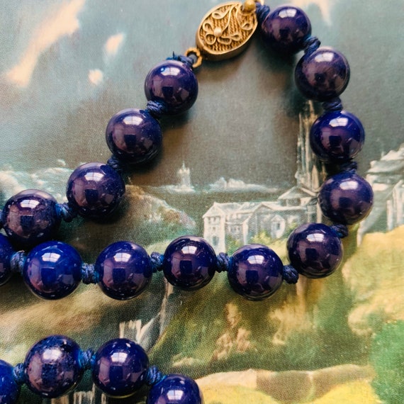 Vintage  Goblet| Blue Glass Necklace | Knotted Gl… - image 6