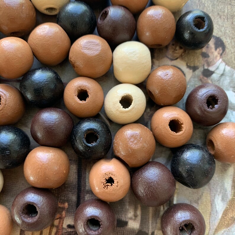 Bohemian Beads X1117 Large Hole Beads 100 WOOD Beads Natural Wood Beads Vintage