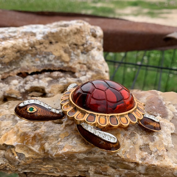 Vintage LARGE Turtle brooch | X2157 - image 2