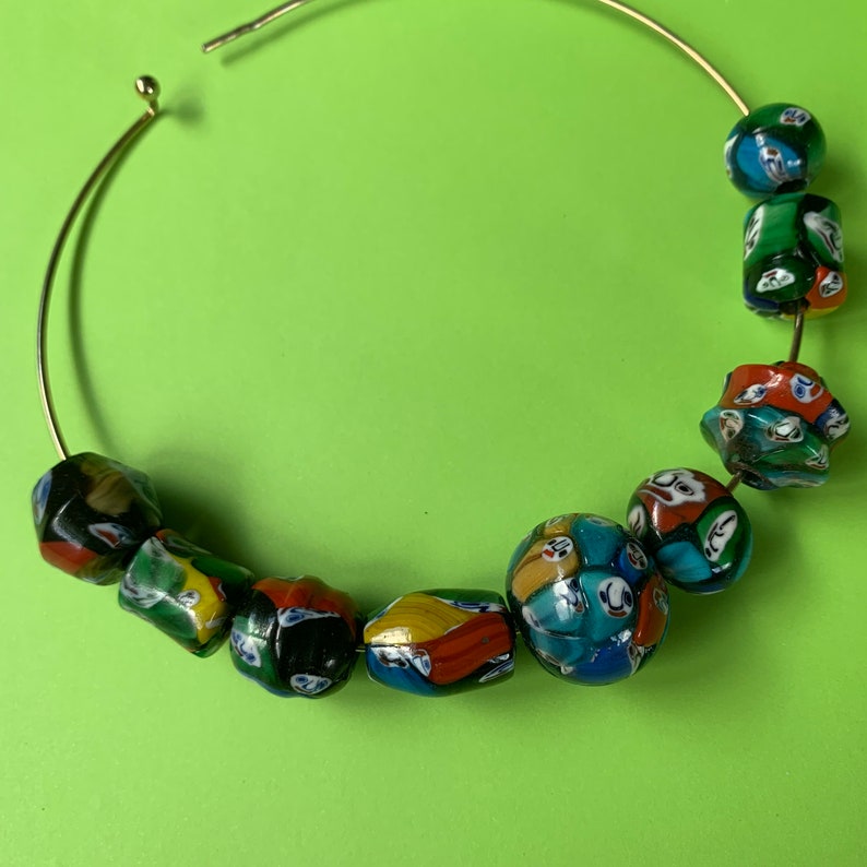 Vintage Millefiori Glass Beads X285 Large Hole beads 9 Large FACE Glass Beads