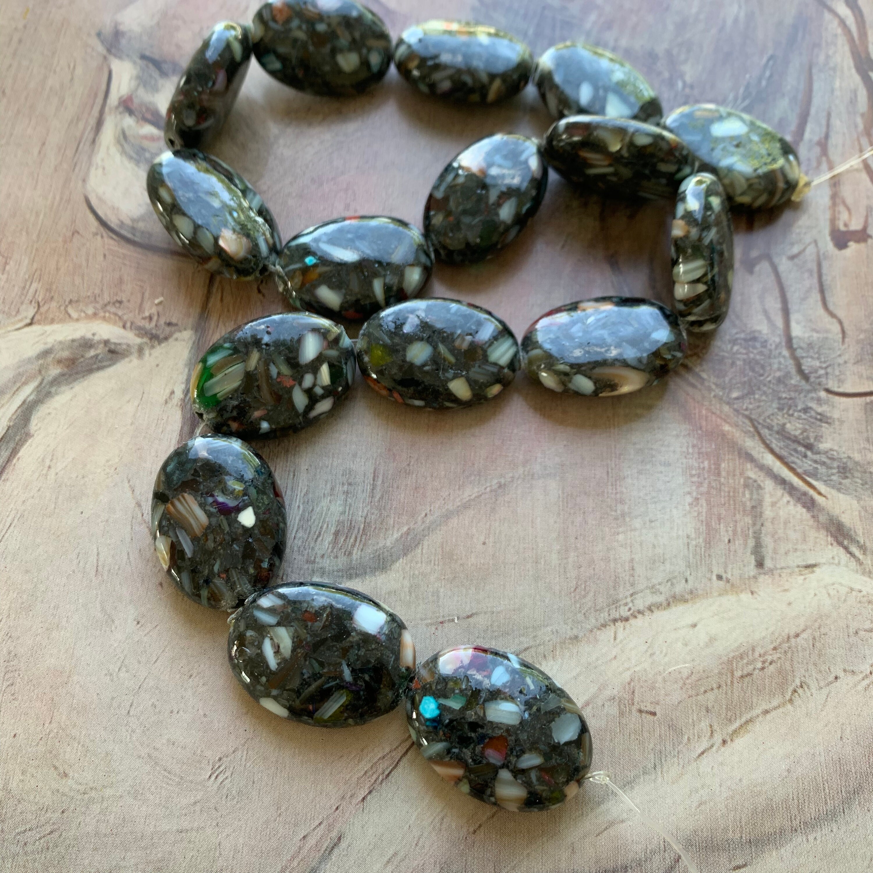 Supply 16 Mother of Pearl Resin Beads Oval Beads Jewelry Etsy