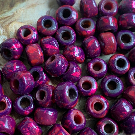 Supply 50 CROW Glass Beads Dark Purple Beads Large Hole Beads