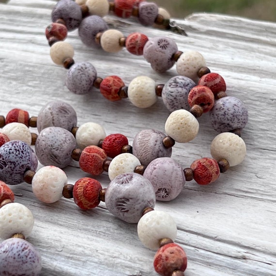 Vintage | Dyed Sponge Coral Beaded Necklace | X - image 2