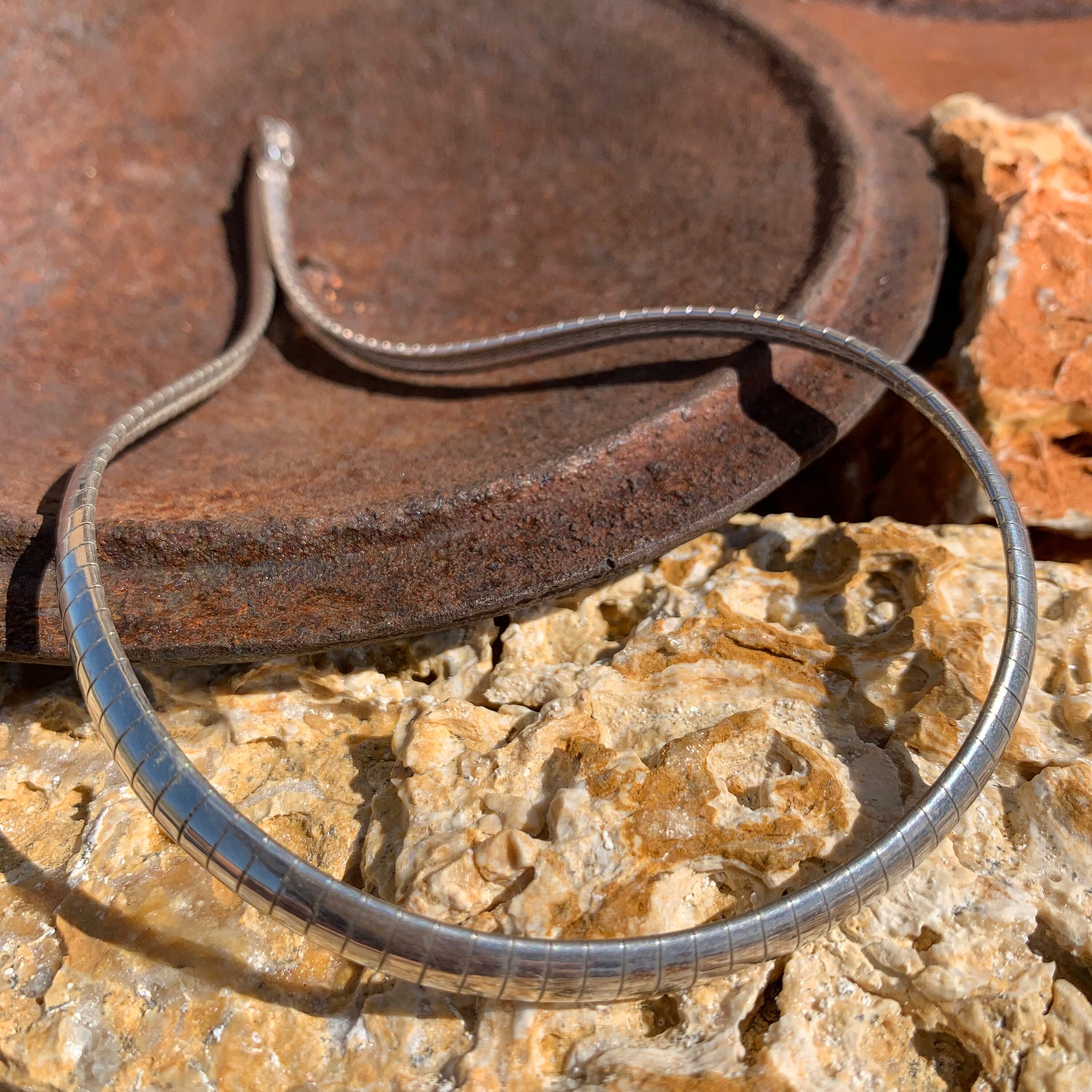 Vintage 925 Sterling Silver Cuff Necklace Open Necklace Etsy