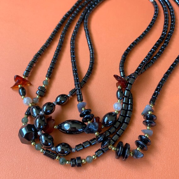 Vintage | 4 Hematite necklaces | Beaded Choker Ne… - image 2