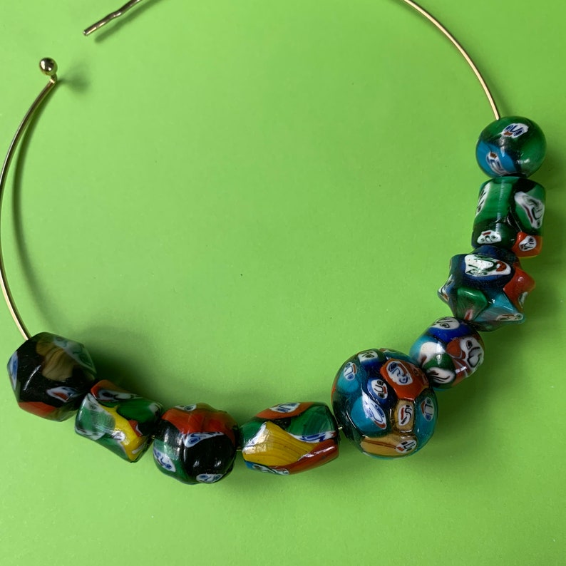 Vintage Millefiori Glass Beads X285 Large Hole beads 9 Large FACE Glass Beads
