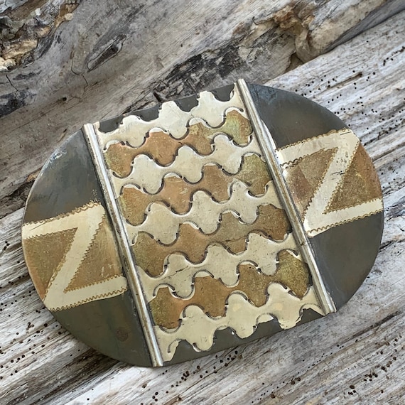 Vintage 1970's | Mixed Metal Buckle | Made in Ind… - image 1