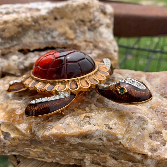 Vintage LARGE Turtle brooch | X2157 - image 8