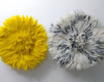 Set of 02 yellow, gray and white juju hats