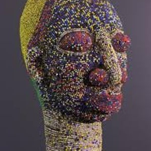 Multicolored African beaded head image 1