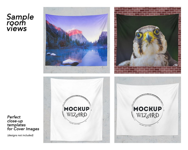 Tapestry Mockup Set Wall Hanging Mockups Tapestry Template