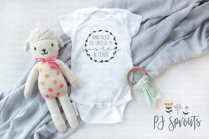 Hand Picked for Earth by my Sister in Heaven Heaven Sent Bodysuit Rainbow Baby Pregnancy Announcement Bodysuit Baby Shower Gift