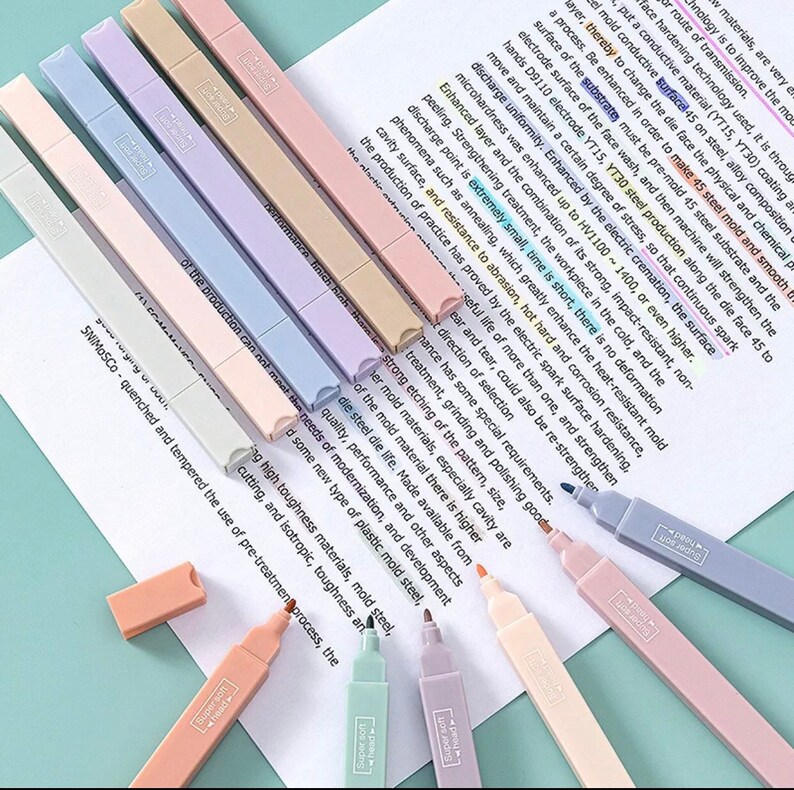 Pastel Highlighter Set Kawaii Stationary Cute Stationary Etsy UK
