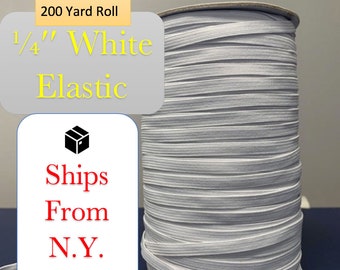 1/4" White Elastic For Face Mask - 200 Yard Roll