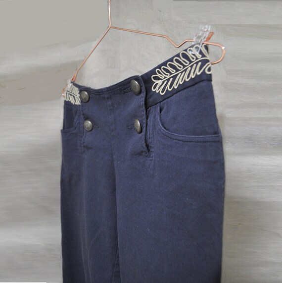 40s-Inspired Sailor Nautical Trousers Embroidered