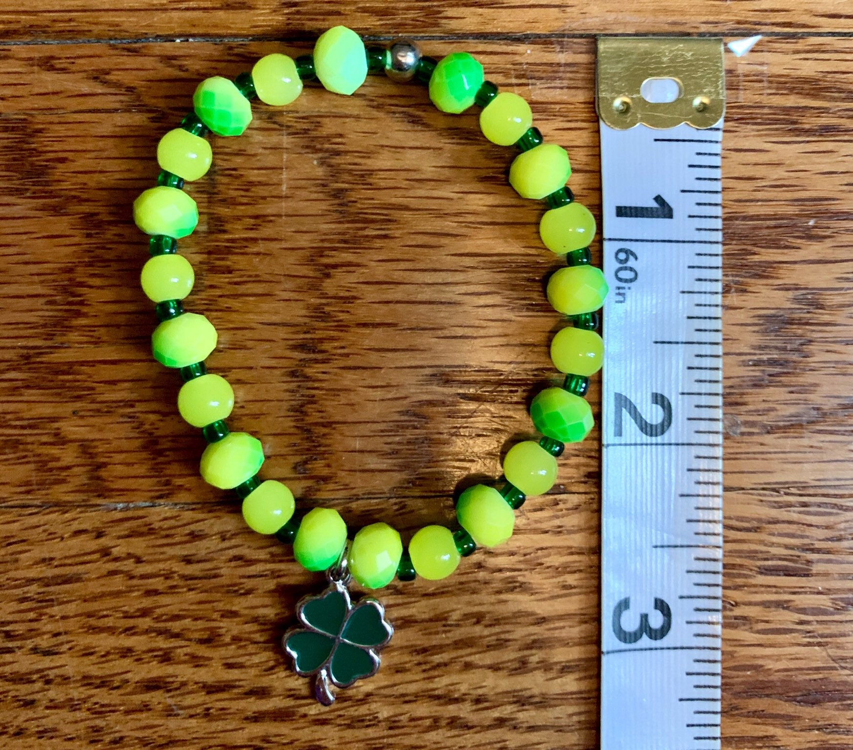 Pulsera Shamrock con cuentas verde y amarilla sin níquel Etsy España