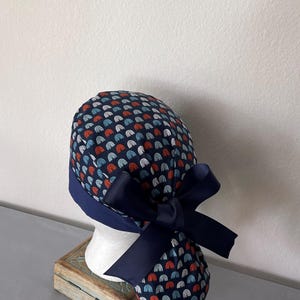 Avengers Ponytail Scrub Hat: Pediatric Nurse, Adjustable Buttons. RainbowOnNavy