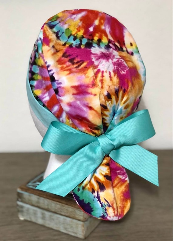 New!!! Delicios fruits.Scrub Cap For Women with Ponytail: Adjustable Cotton With Buttons.