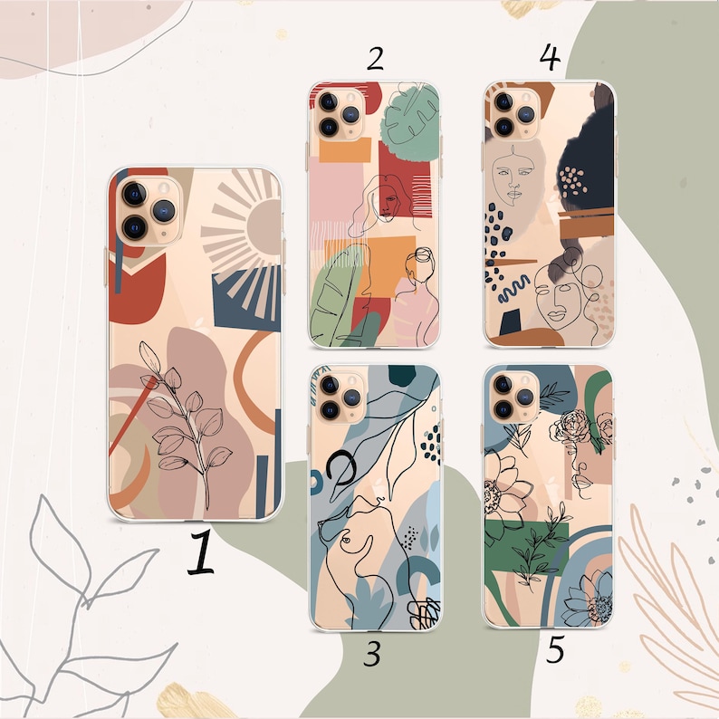 iPhone 11 case Abstract line face iPhone 12 Max Pastel Art Flower iPhone x xr xs max Pixel 3xl 2xl iPhone 7 8 6 SE Samsung S8 S9 S10 S20 S10