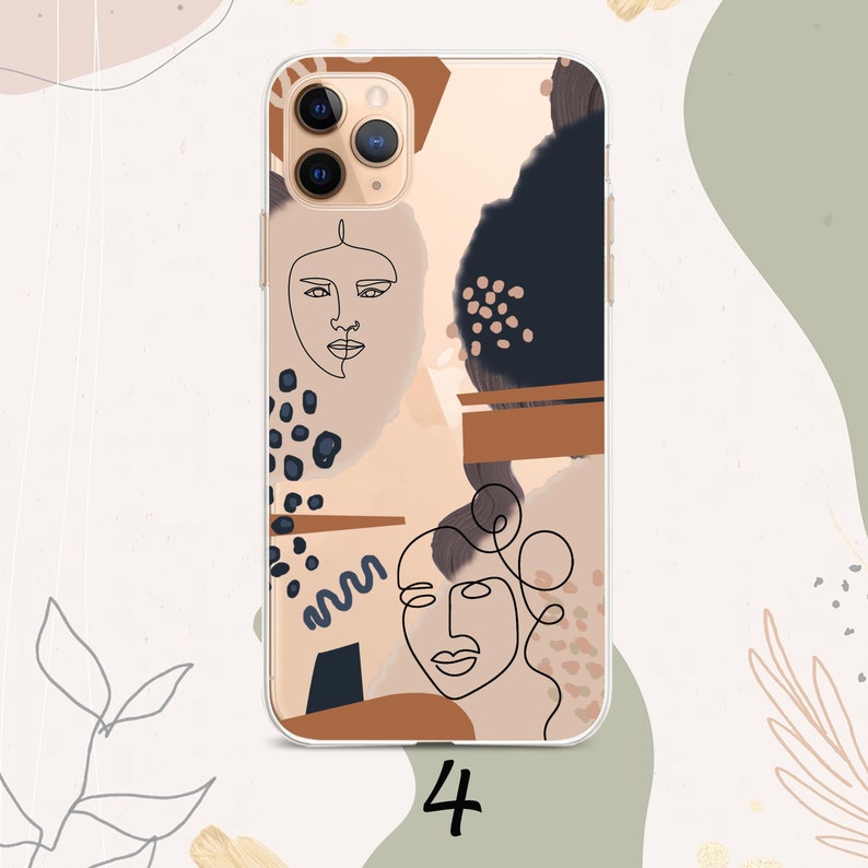 iPhone 11 case Abstract line face iPhone 12 Max Pastel Art Flower iPhone x xr xs max Pixel 3xl 2xl iPhone 7 8 6 SE Samsung S8 S9 S10 S20 S10