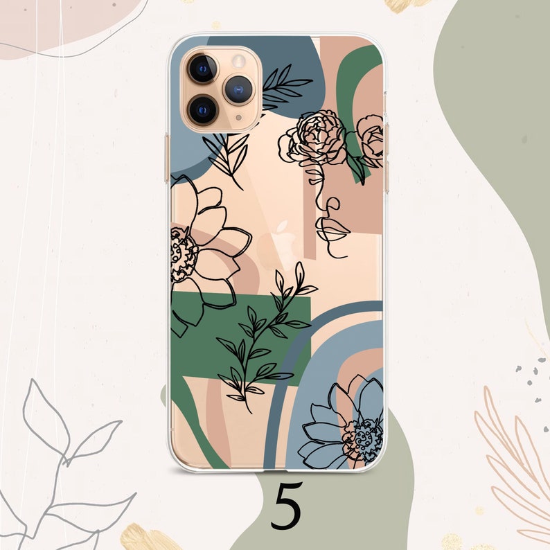 iPhone 11 case Abstract line face iPhone 12 Max Pastel Art Flower iPhone x xr xs max Pixel 3xl 2xl iPhone 7 8 6 SE Samsung S8 S9 S10 S20 S10
