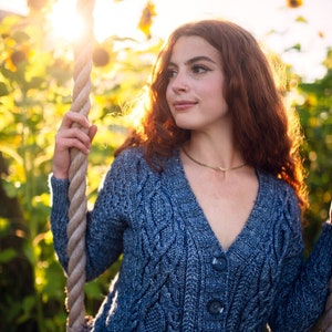 Cardigan Knitting Pattern PDF, Cable Knit Button Front Cardigan, Women’s Sweater Pattern, Lightweight Knit Cardigan, Three Season Cardigan