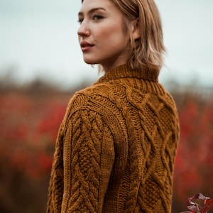 Knitting Pattern PDF, Cabled Cardigan Coat, Shawl Collar Wrap Sweater, Top Down Cardigan, Bulky Knit Sweater, Deep Winter Coat