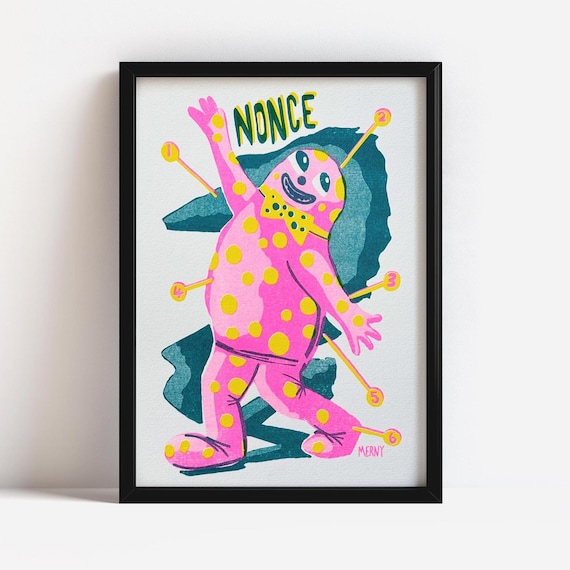 Mr. Blobby Riso Print: Funny Watercolor Wall Art - Etsy