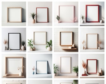 50 Frame Mockup Bundle, Neutral Simple Mock Up Photograph Styled Stock Photo Template Frame Art print Mockup PNG Digital Download