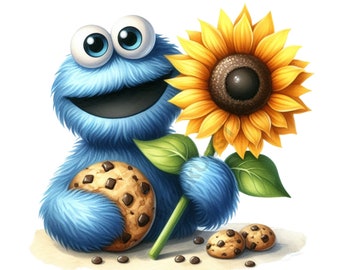 Cookie Monster Png, Cookie Monster Clipart, Cookie png, png per Cricut, Monster Png, Cookie Monster per tasca della camicia, pacchetto png, Oggettistica per la casa
