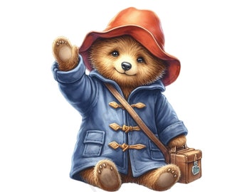 Paddington bear art, Paddington, nursery art, children’s art, clip art, home decor, scrapbooking, png file, digital download