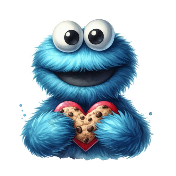 Cookie Monster Png,Cookie Monster Clipart,Cookie png,png For Cricut,Monster Png,Cookie Monster Shirt Pocket,Nursery Art,Heart Clipart,Png