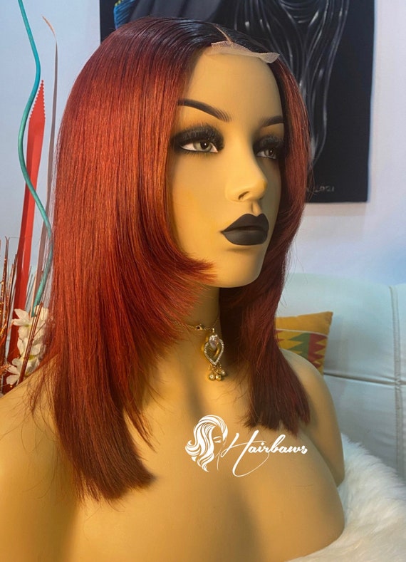 Custom Made Burgundy Color Human Hair Glue less Wigs 2x5 Lace