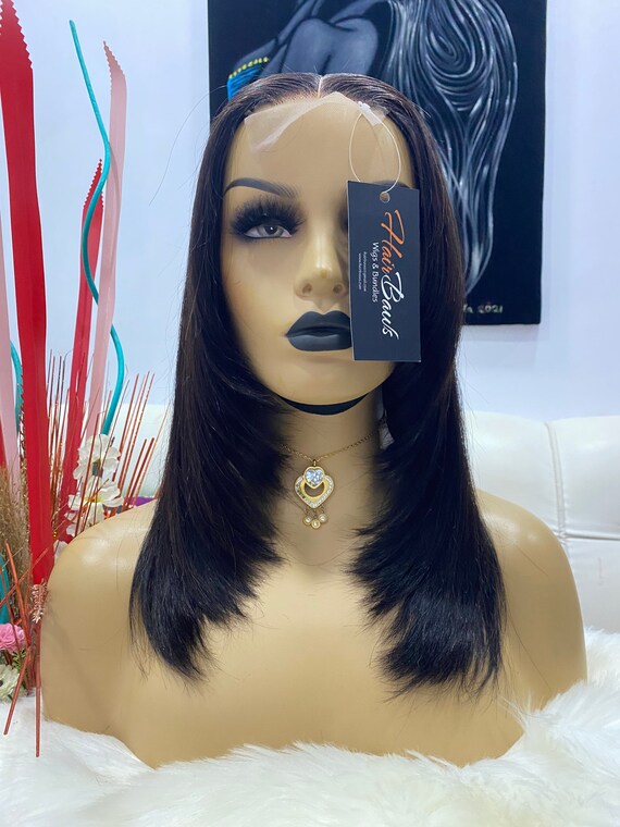 Custom Made Human Hair Wigs Layers Cuts With Bangs 100 Human Etsy