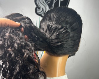 22 Inch 360 Lace Human Hair Wig: Deep Water Wave, Bleached Knots