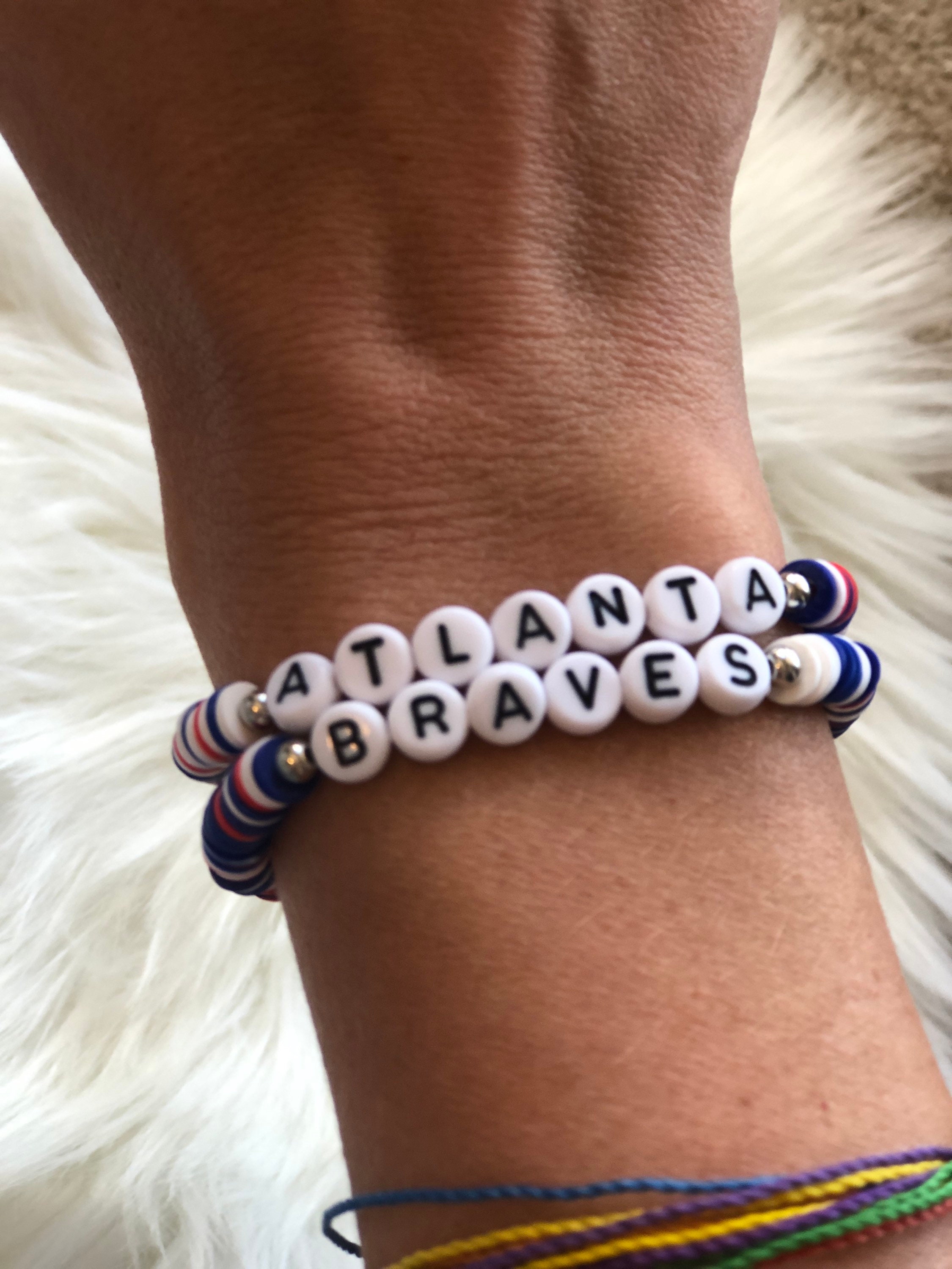 Atlanta Braves Colorful Flat Bead Bracelets With Optional Hoop Etsy