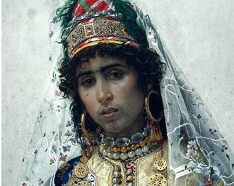 Portrait of A Berber Bride by Josep Tapiro Baro ca. 1896 - Spanish Catalan Painter