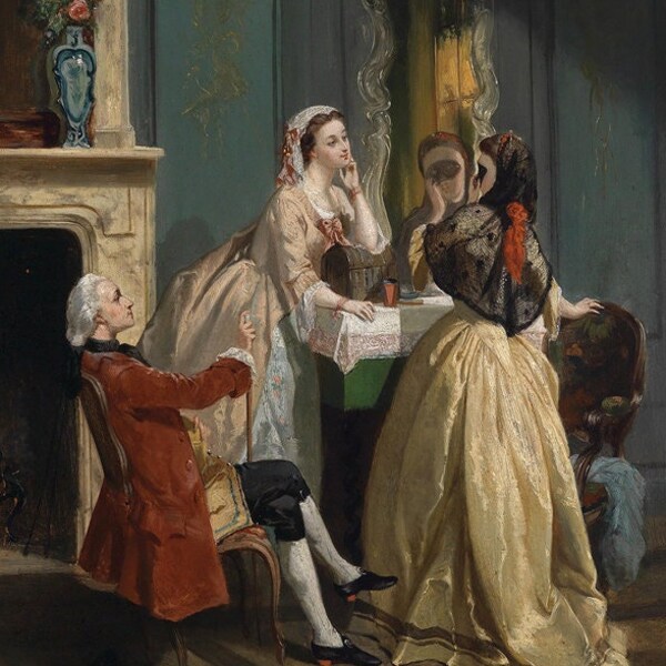 Société élégante - Elegante Gesellschaft par l'artiste belge Adolphe Stache 1856