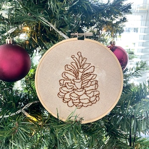 Hand Embroidered Minimal Pinecone Art