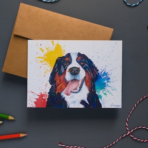 Bunte Berner Berg hund 5 x 7" Karte Druck(e) meiner original Aquarell mit Umschlag (kostenloser Versand!)