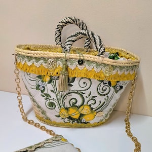 sicilian coffa, lemon straw bag, sicilian bag