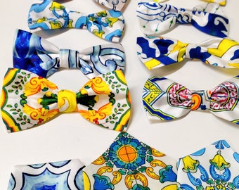 sicilian bow tie, majolica bow tie, majolica pattern, sicily gift