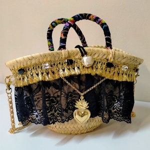 sicilian coffa bag, sacred heart coffa, ex voto coffa bag, sicily bag