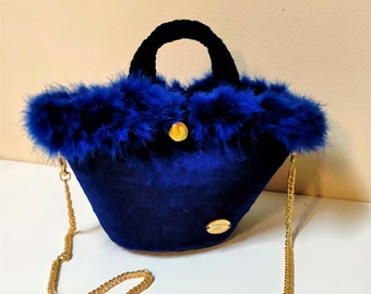blue velvet bag, sicilian coffe, sicilian accessories