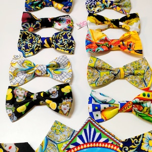 sicily gift, sicilian bow tie, bow ties for men, toddler bow tie, majolica bow tie image 1