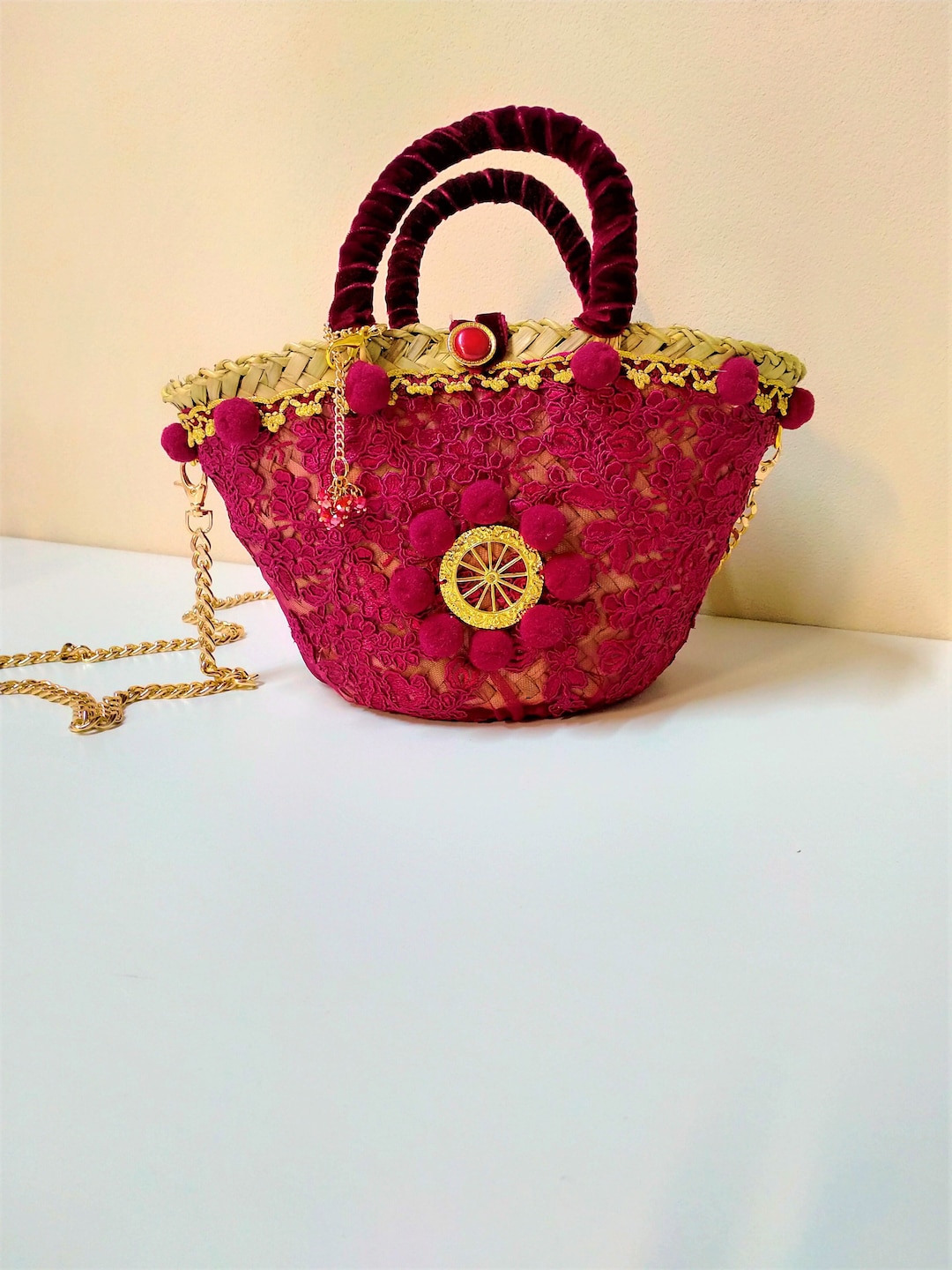 Coffa Siciliana Borse Di Paglia Semplici Borsa A Mano, Romea Nera